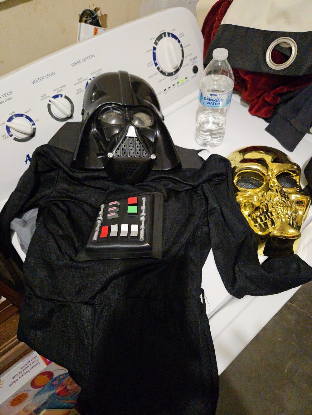 Kids Black Darth Vader-style Costume with Mask and Chest Panel